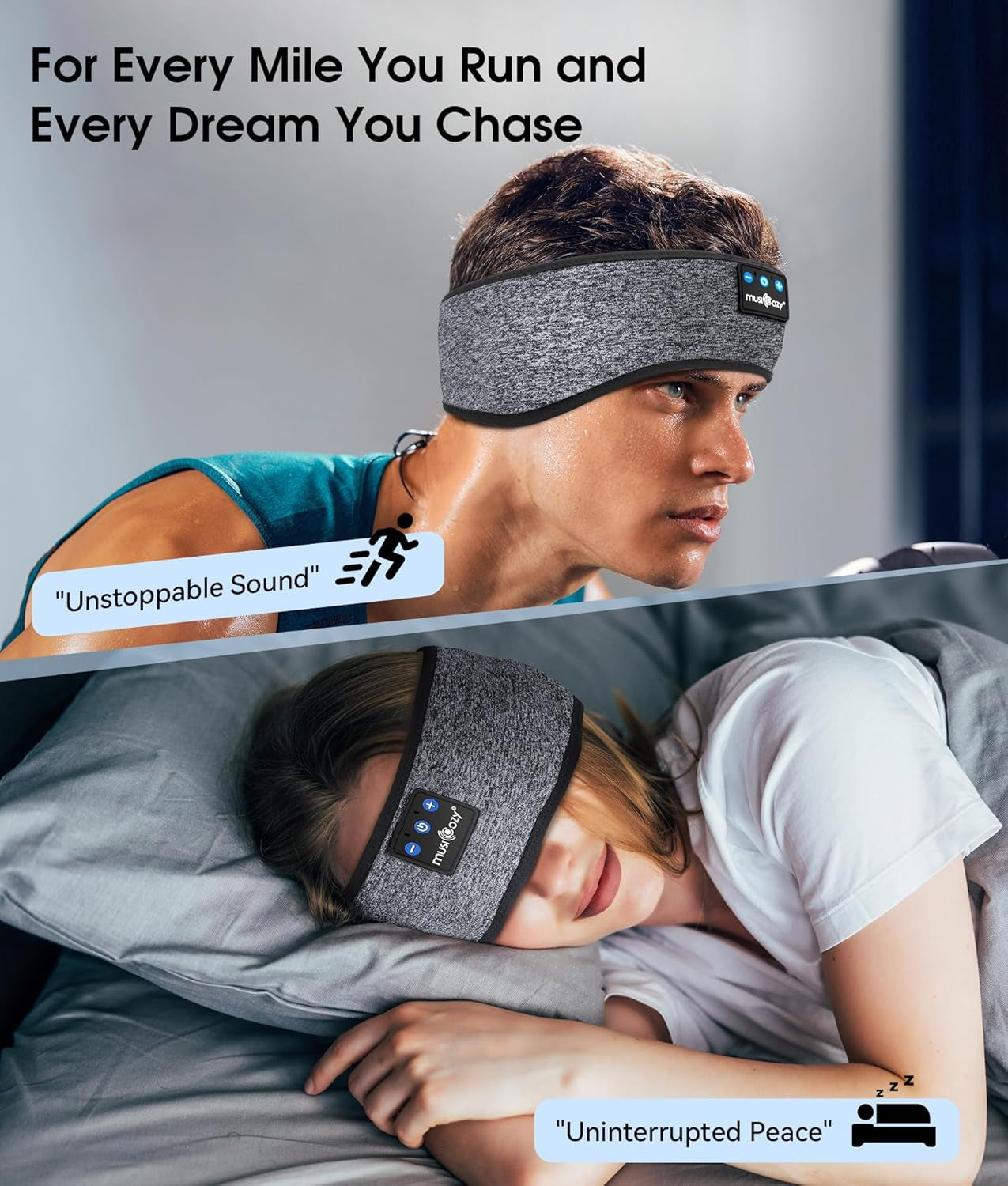 Sleep Headphones Bluetooth 5.2 Headband Headphones, Wireless Earphones Music Sleep Earbuds for Side Sleepers Sleeping Eye Mask for Women Men Workout Running Cool Unique Gifts