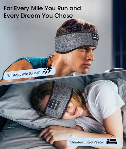 Sleep Headphones Bluetooth 5.2 Headband Headphones, Wireless Earphones Music Sleep Earbuds for Side Sleepers Sleeping Eye Mask for Women Men Workout Running Cool Unique Gifts