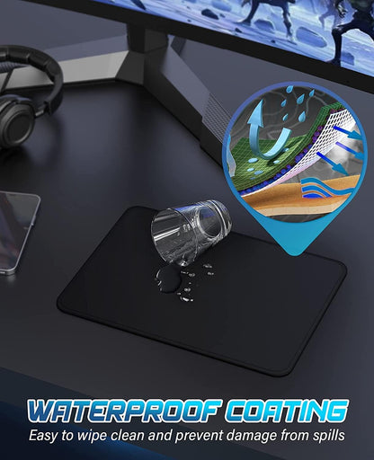 Mouse Pad,  Computer Mouse Pad with Stitched Edges, Washable Mouse Mat with Superior Micro-Weave Cloth, Gaming Mouse Pad for Office & Home, Non-Slip Rubber Base, Black