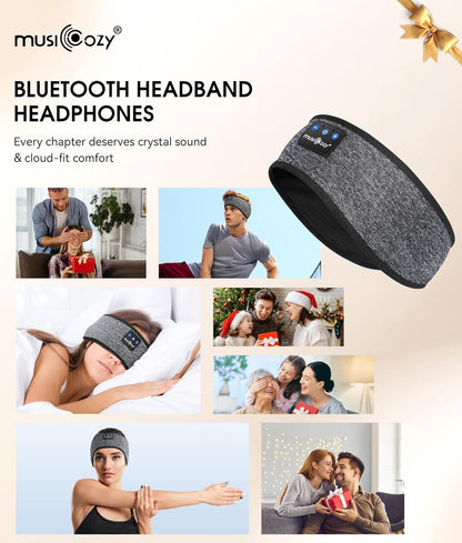 Sleep Headphones Bluetooth 5.2 Headband Headphones, Wireless Earphones Music Sleep Earbuds for Side Sleepers Sleeping Eye Mask for Women Men Workout Running Cool Unique Gifts
